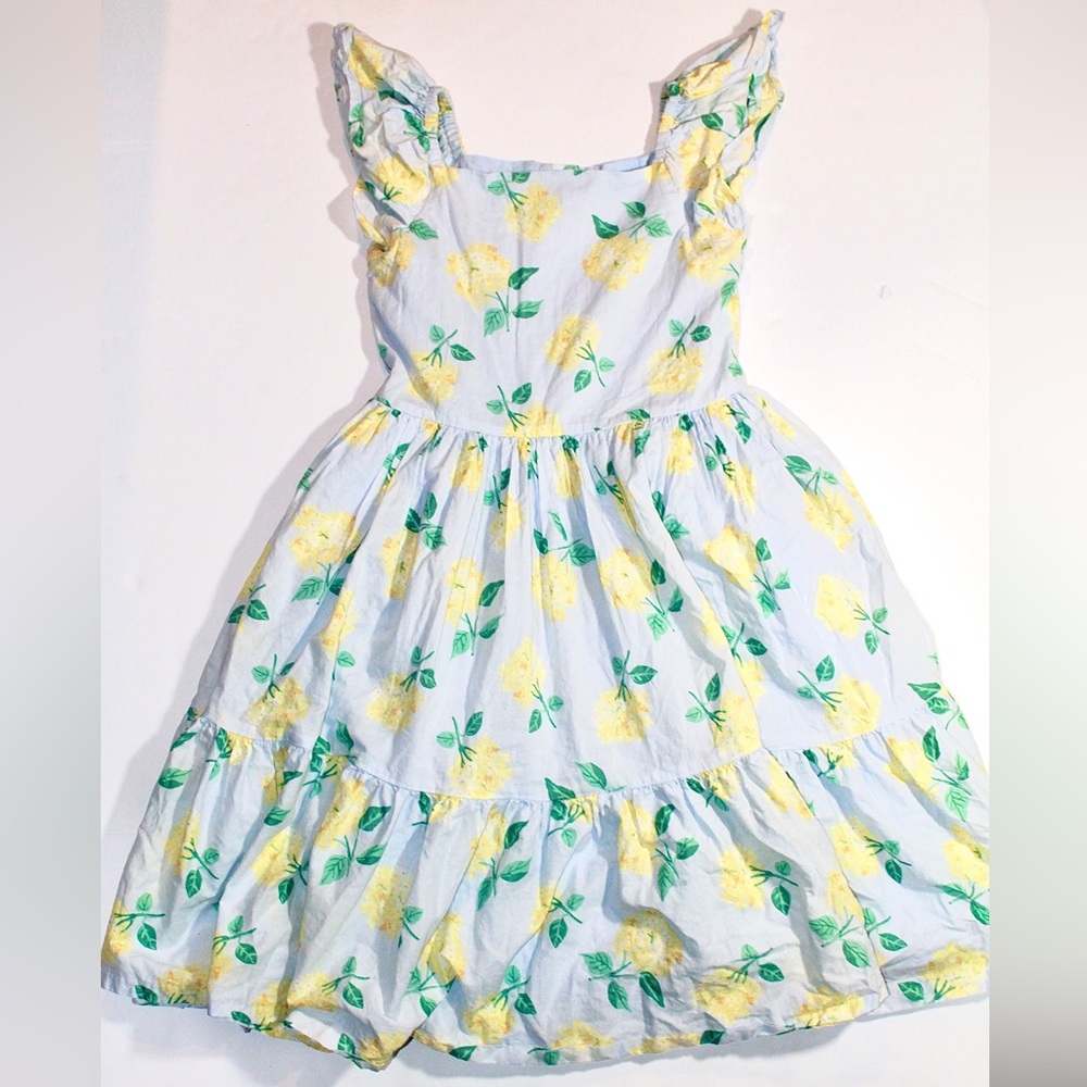 Janie and Jack Light Blue Dress with Yellow Rose Print